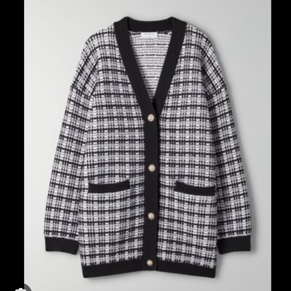 Aritzia Babaton Lacer Cardigan in Green and Black. Size Small